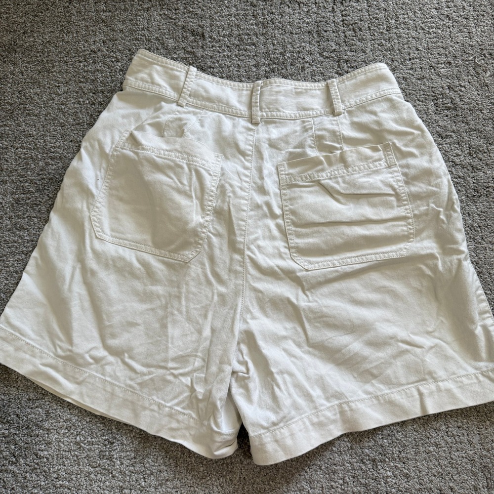Madewell Pleated Cotton Linen Shorts Cream Sz 6 Coastal Minimal Tailored Preppy - Picture 11 of 11